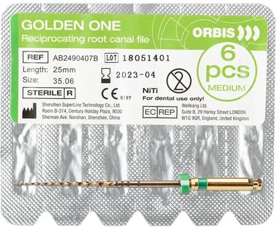 ORBIS Golden One File Steril medium 35.06 25mm grün 6 ks