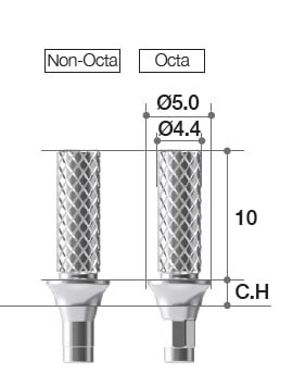 MEGAGEN BD Temporary Abutment ø5.0 - RC, C.H=3 Non-Octa