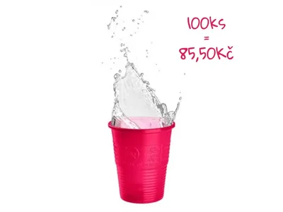 TOP CUPS výplachové kelímky, 180ml, 1500 ks, fuchsiové