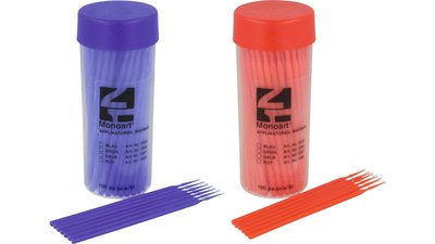 Monoart® Applikatoren biegbar - Dose 100 Stück 8 cm, blau