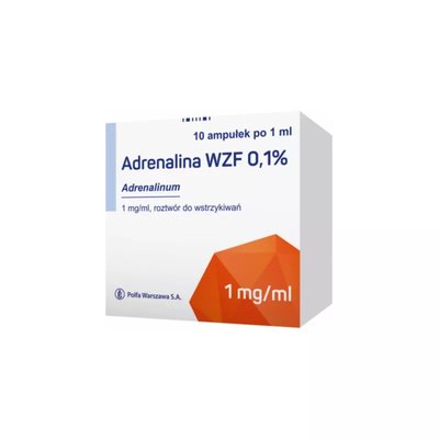 Adrenalina roztwór do wstrzykiwań 0.1% W.Z.F. PL Temp 2-8 C