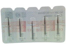 Omni Diamanten 859 - Packung 5 Stück gelb superfein, FG, Figur 166 Konus Spitze, 10 mm, ISO 014