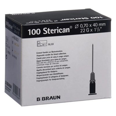 B. BRAUN Sterican Injekční Jehly Luer Černá 22G (0,7x40mm) 100ks