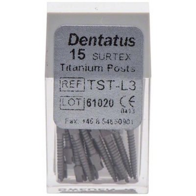 Titanové čepy Dentatus - dlouhé (11,8 mm), průměr 1,35 mm, 15 ks