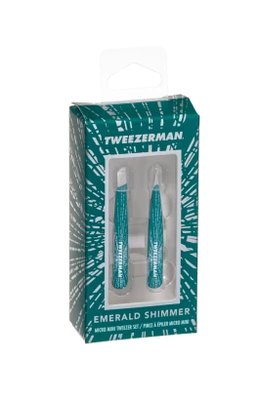 Tweezerman Micro Mini Brow Set Emerald Shimmer, Sada pinzet ve smaragdově zelené