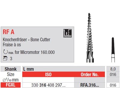 Edenta RF A - chirurgický oceľový nástroj, Lindemann bone cutter - 3 ks