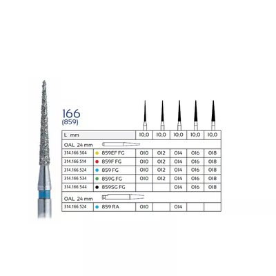 859G FG Wiertło diamentowe na turbinę szczelinowe IQDENT Premium stożek zielony 5szt
