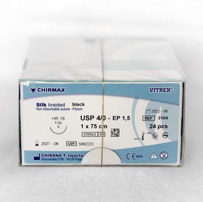 SILK braided HR 18, 1,5 EP - 4/0 USP, 1 x 75 cm, 24 ks