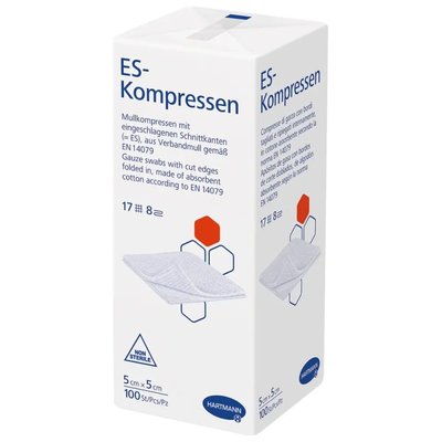 HARTMANN ES Kompresní Gáza Nesterilní 8-Vrstev 5x5cm 100ks