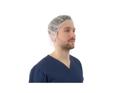 Čepice z netkané textilie, BARET, 100 ks, bílá - Velikost: XXL (61 cm)