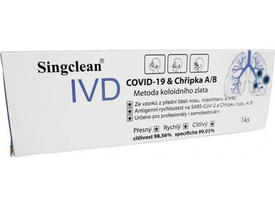 Antigenní test Singclean COVID-19 & Chřipka A/B - výtěr z nosu - 1 ks