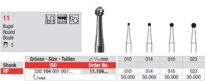 Edenta Lab 11 - oceľové nástroje, Round cutter, cross cut - 5 ks