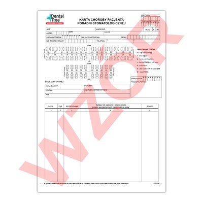 Karta Stomatologiczna sztywna 50 szt.