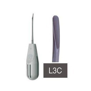 Luksator odgięty wąski 3mm L3C z koszykiem Fixus1 Directa jasnoszara rękojeść z czarnym oznaczeniem