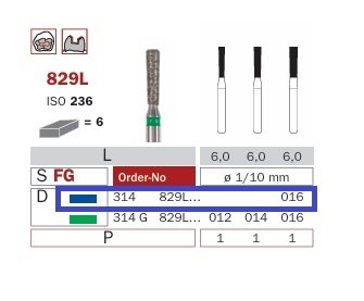 Diaswiss 829L modrá, 6ks/balení - 016 mm
