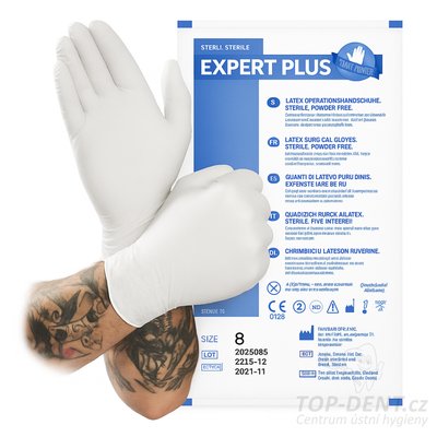 Unigloves OP Expert Plus latexové sterilní operační rukavice nepudrované L (vel.8), 1pár