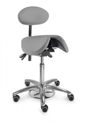 MAYER Stolička sedlová s děleným tvarovaným sedákem a s opěrkou zad 1215 S clean - šedá - Mediflex