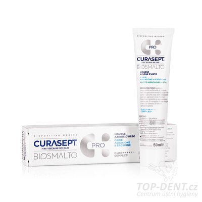 Curasept Biosmalto Mousse Caries Abrasion zubní krém na posílení skloviny (mint), 50ml