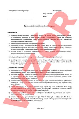 Zgoda pacjenta na zabieg periodontologiczny 50 szt