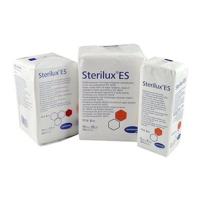 Kompresy z gázy Sterilux ES 13/8vrstev, 100 ks - 5 x 5 cm