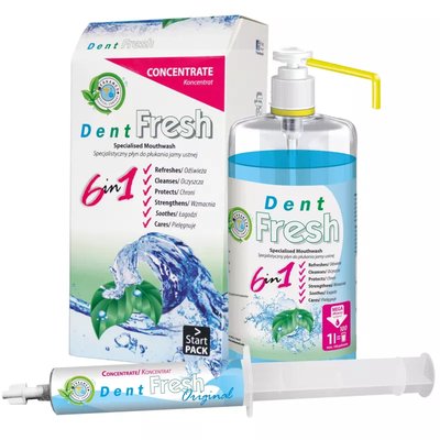 Dent Fresh ORIGINAL z chlorheksydyną Zestaw Startowy 50ml + butelka z dozownikiem