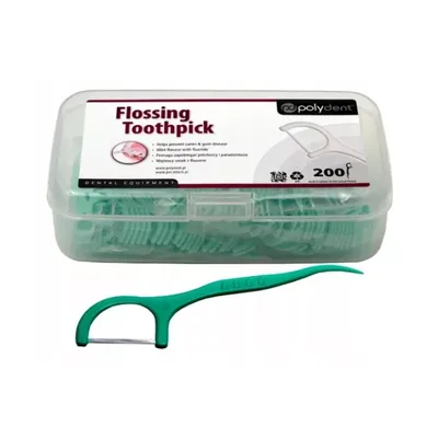 Wykałaczko-nitki smak miętowy z fluorem Polydent (4x50szt) razem aż 200szt