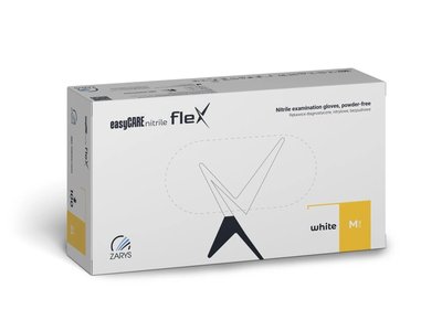 Nitrilové rukavice (bez pudru) easyCARE FLEX, bílé, 100 ks