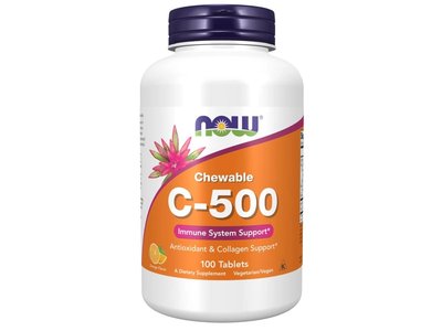 NOW Foods - Vitamín C-500, 100 žvýkacích tabletek - Velikost: Třešeň