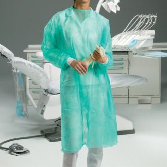Gown with cotton cuffs zelené