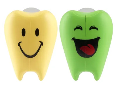 Flipper Zoubky žlutý, zelený smile krytky na zubní kartáčky 2 ks