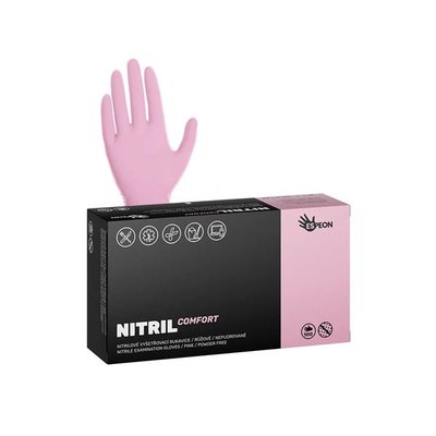 Nitrilové rukavice NITRIL COMFORT vel.L 100 ks, nepudrované, růžové, 3.8 g