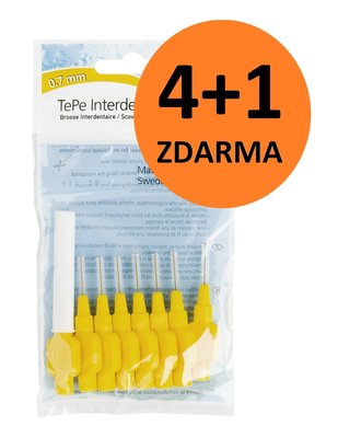 AKCE! TePe 0,70 mezizubní kartáčky žluté 8 ks 4+1 ZDARMA