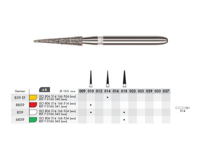 Diamant - kónický špičatý FG (6ks)