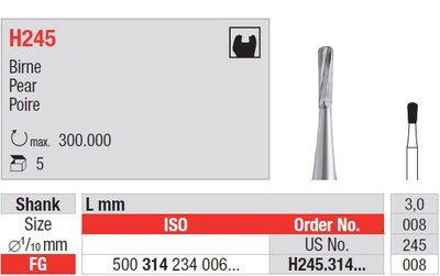 Edenta H245 - dvoj-kovový vrták, hruška - 5 ks