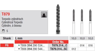 Edenta T879 - turbo diamantové nástroje, dlhé torpédo - 5 ks