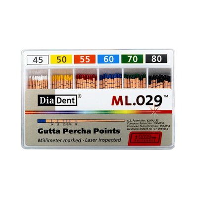 DiaDent Gutaperčové Čepy ML.029 02Taper ISO45-80 120ks