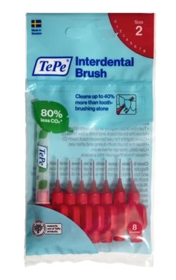 TePe Original mezizubní kartáčky z bioplastu 0,5 mm, červené, 8 ks