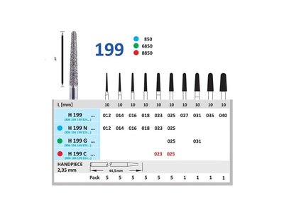 HORICO diamantový brousek - kónus zakulacený, H199 - Parameter_0: normal, Parameter_1: Průměr 2,3mm (023)