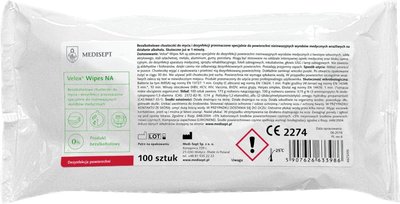 Velox Wipes-NA wkład 100 szt. -Bezalkoholowe chusteczki do mycia i dezynfekcji małych powierzchni i sprzętu medycznego