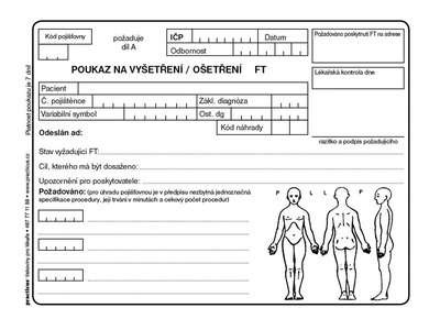 Poukaz na vyšetření / ošetření "FT" A5 - ZP-06FT - blok 100 listů