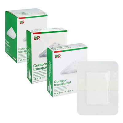 Náplast na rány Curapor Transparent, voděodolná fólie - 10 x 15 cm