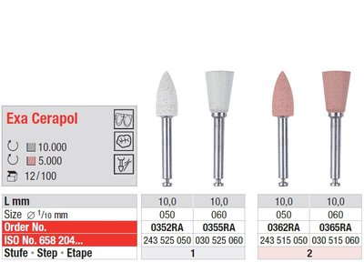Edenta Exa Cerapol - leštiace nástroje na keramiku - 12 ks