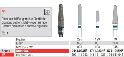 Edenta Lab 41 - TC nástroje, Diamond cut for slighty rough surface - 1 ks
