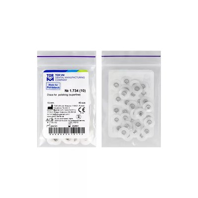 Krążki polerskie Białe Superfine 10mm 40szt TOR 1,734