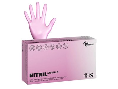 Nitrilové rukavice NITRIL SPARKLE 100 ks, nepudrované, perleťově růžové, 4.0 g