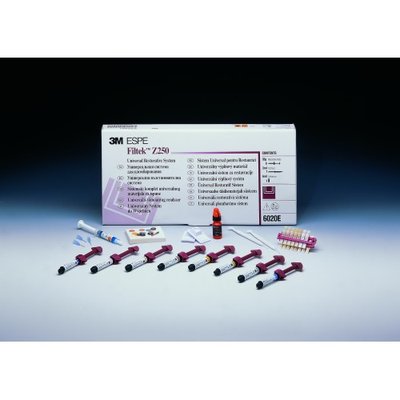 Filtek Z250 zaváděcí balení (8x 4g A1,A2,A3,A3.5,B3,C3,D3,UD 1xAdper single bond 2 á6g,Scotchbond leptacé gel 3ml, příslušenství)