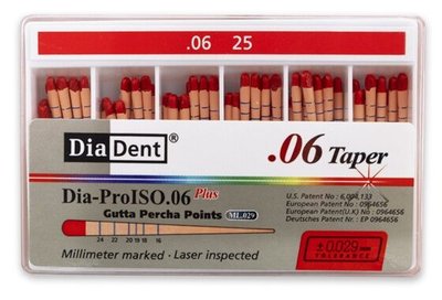 Guttaperčové čepy DiaDent 6% 025