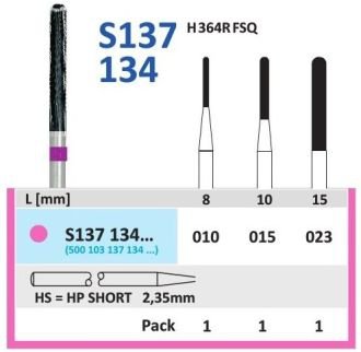 HORICO tvrdokovová fréza čierna - valček zaoblený 1,5 mm