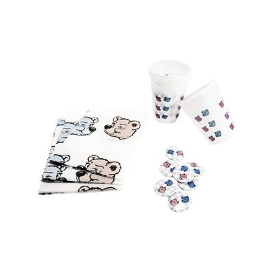 Happy Kids dětský set - 50 x kelímky, 50 x ubrousky, 50 x odznak