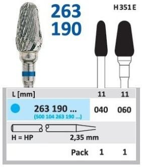 HORICO tvrdokovová fréza - kónus zaoblený 4,0 mm